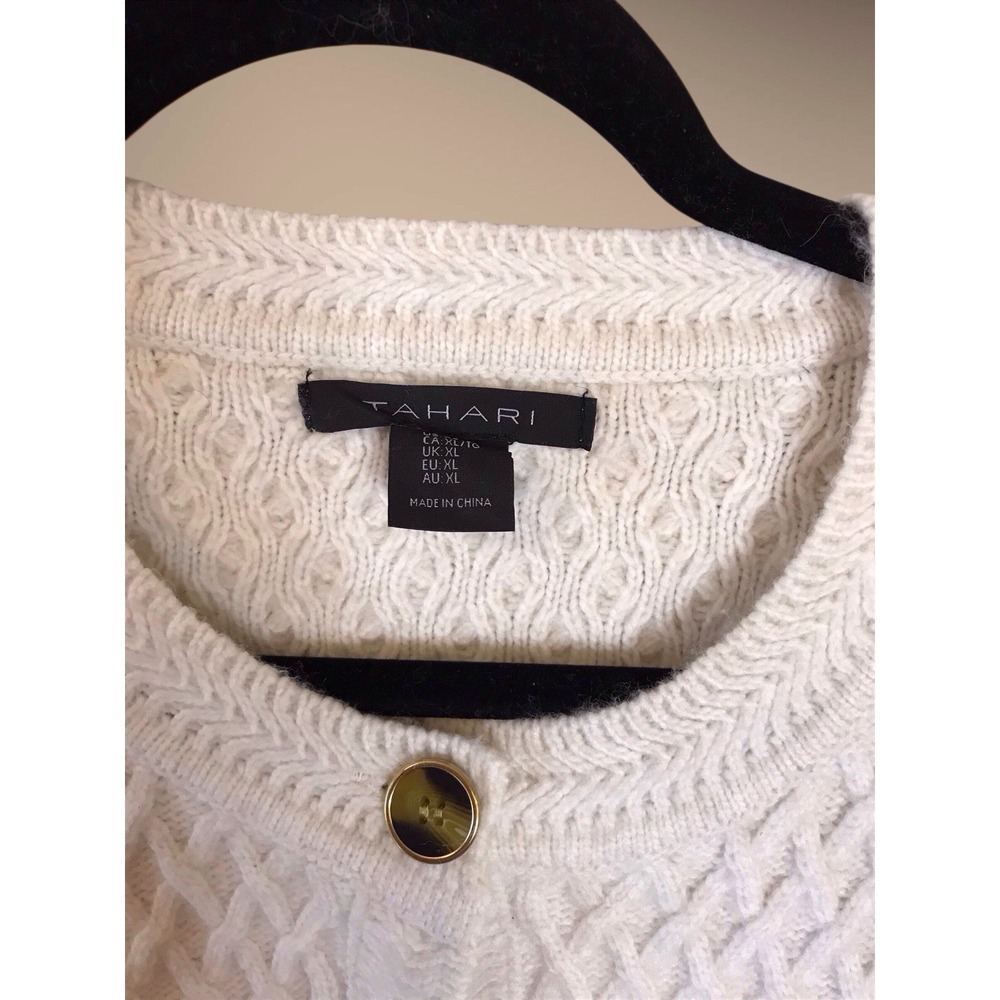 Tahari Women's Cardigan Sweater Size XL Off White- Business Casual Textured NWOT - Picture 3 of 5